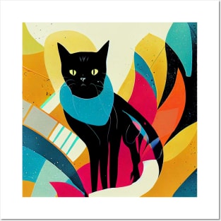 Abstract Cat Posters and Art